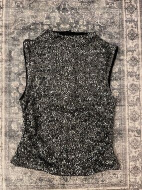 Brand New With Tags H&M Silver Gunmetal Sequin Sleeveless Top - Women’s Size XS